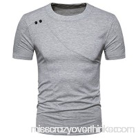 Fashion Basic T Shirt Donci Summer Cool and Refreshing Casual New Men's Tees Slim Round Neck Button Stitching Tops Gray B07Q72NSH2